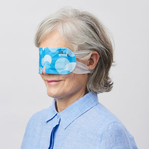 Women with dry eyes wearing BioRevive EyeRevive Self-Heating Eye Mask