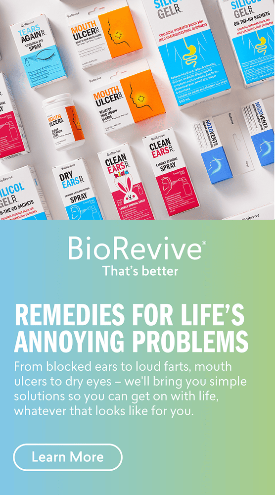 BioRevive Remedies for blocked ears, loud farts, mouth ulcers, dry eyes and sore guts.