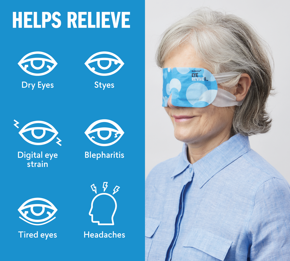 EyeRevive heated eye mask relieves dry eyes styes digital eye strain and tired eyes